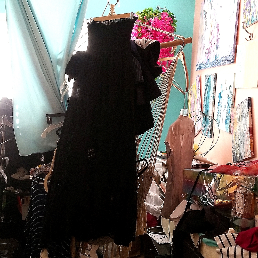 Love culture black strapless boho dress